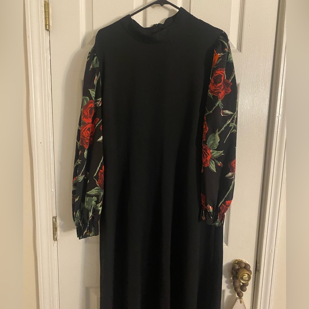 Black dress with rose sleeves